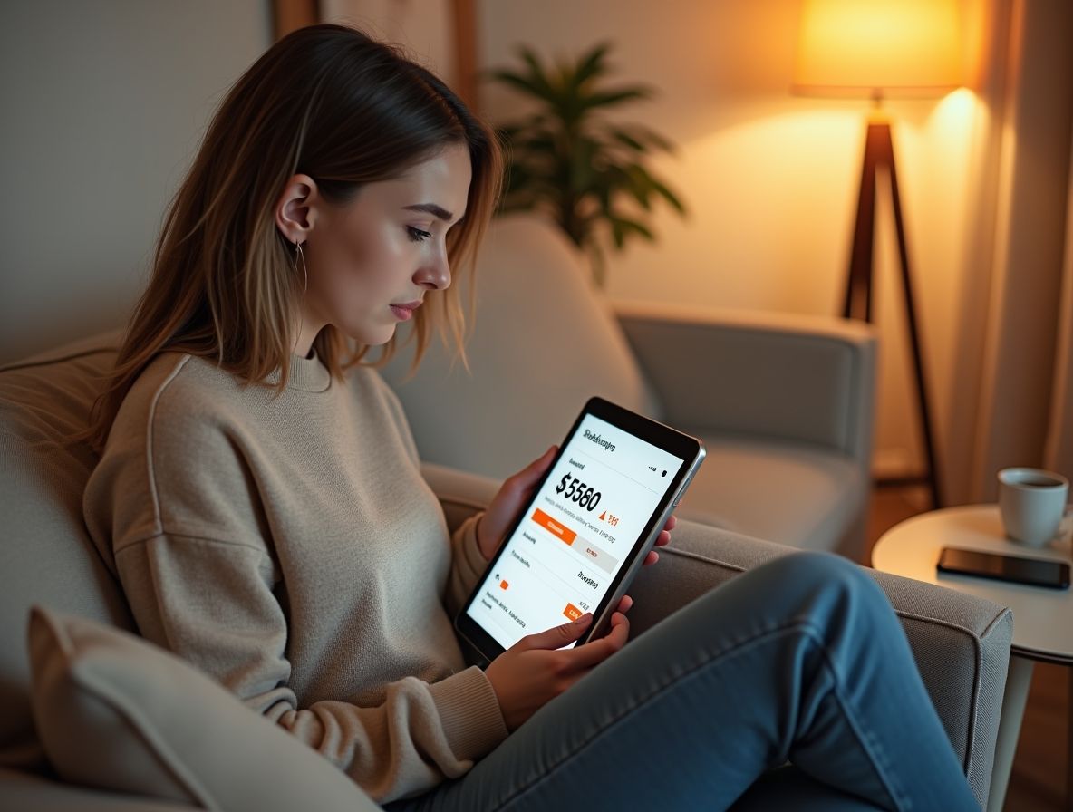 Женщина с ноутбука сомневается при оформлении заказа из-за неожиданно высокой стоимости доставки, проблема брошенной корзины интернет-магазина, момент колебания перед оплатой на сайте