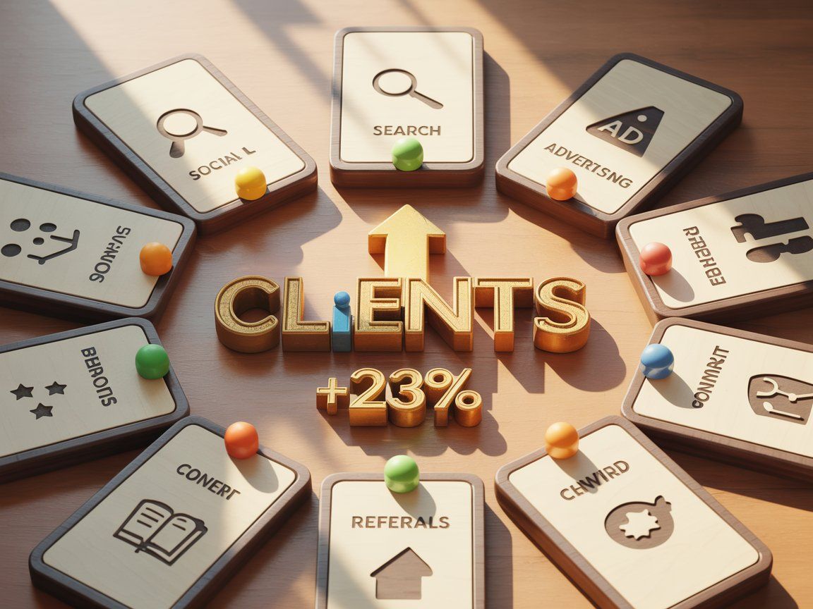 Как найти и удержать покупателей: проверенные способы — от соцсетей и SEO до рефералов и CRM. Пошаговая стратегия для малого и среднего бизнеса.