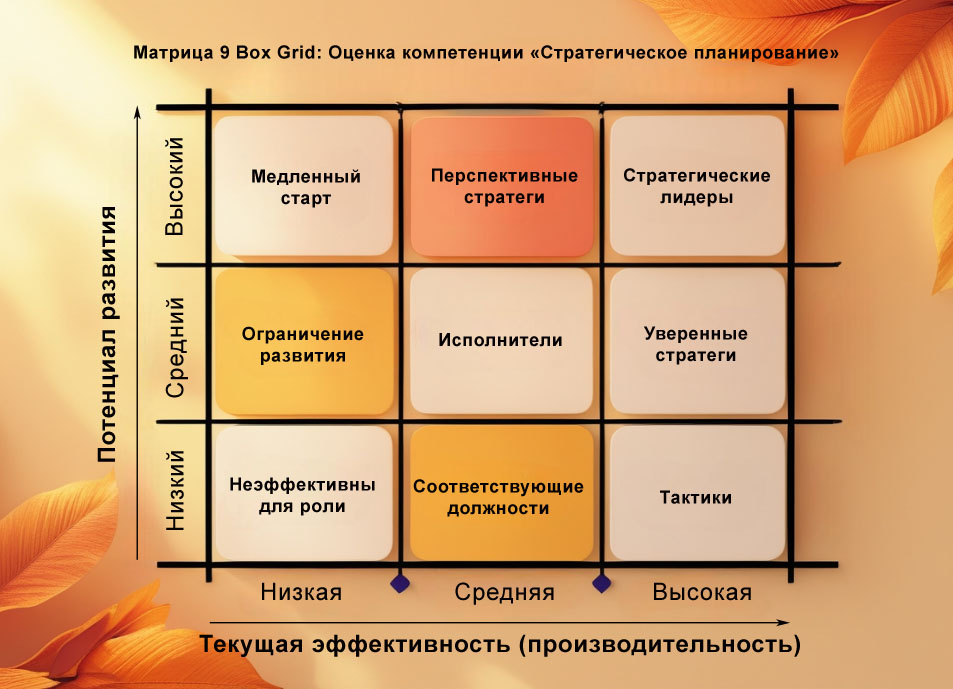 Матрица 9 Box Grid для оценки наличия компетенции Стратегическое планирование