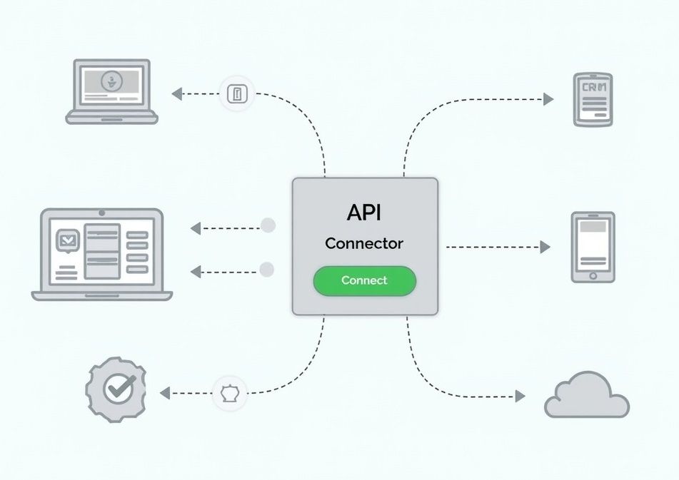 Базовая схема подключения API-коннектора, которая в 90% случаев будет пошаговой настройкой, не требующей навыков программирования