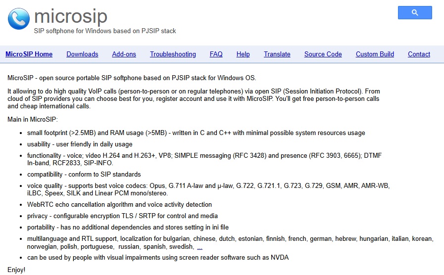 MicroSIP — это программа для компьютера с операционной системой Windows, которая позволяет звонить через Интернет, как по обычному телефону.